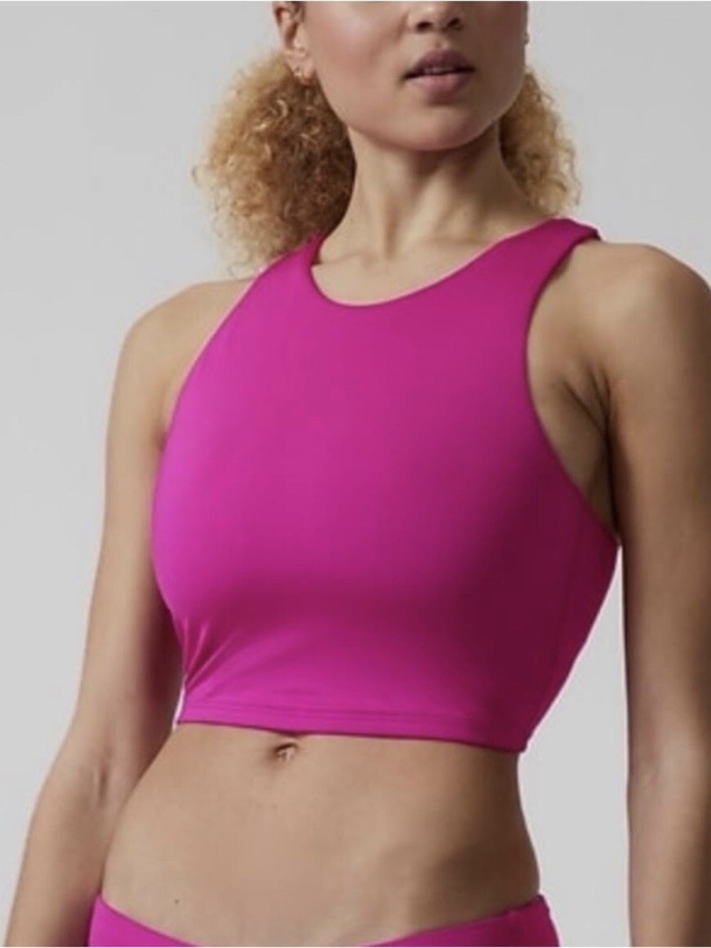Athleta Fuchsia High-Neck Cropped Sports Bra